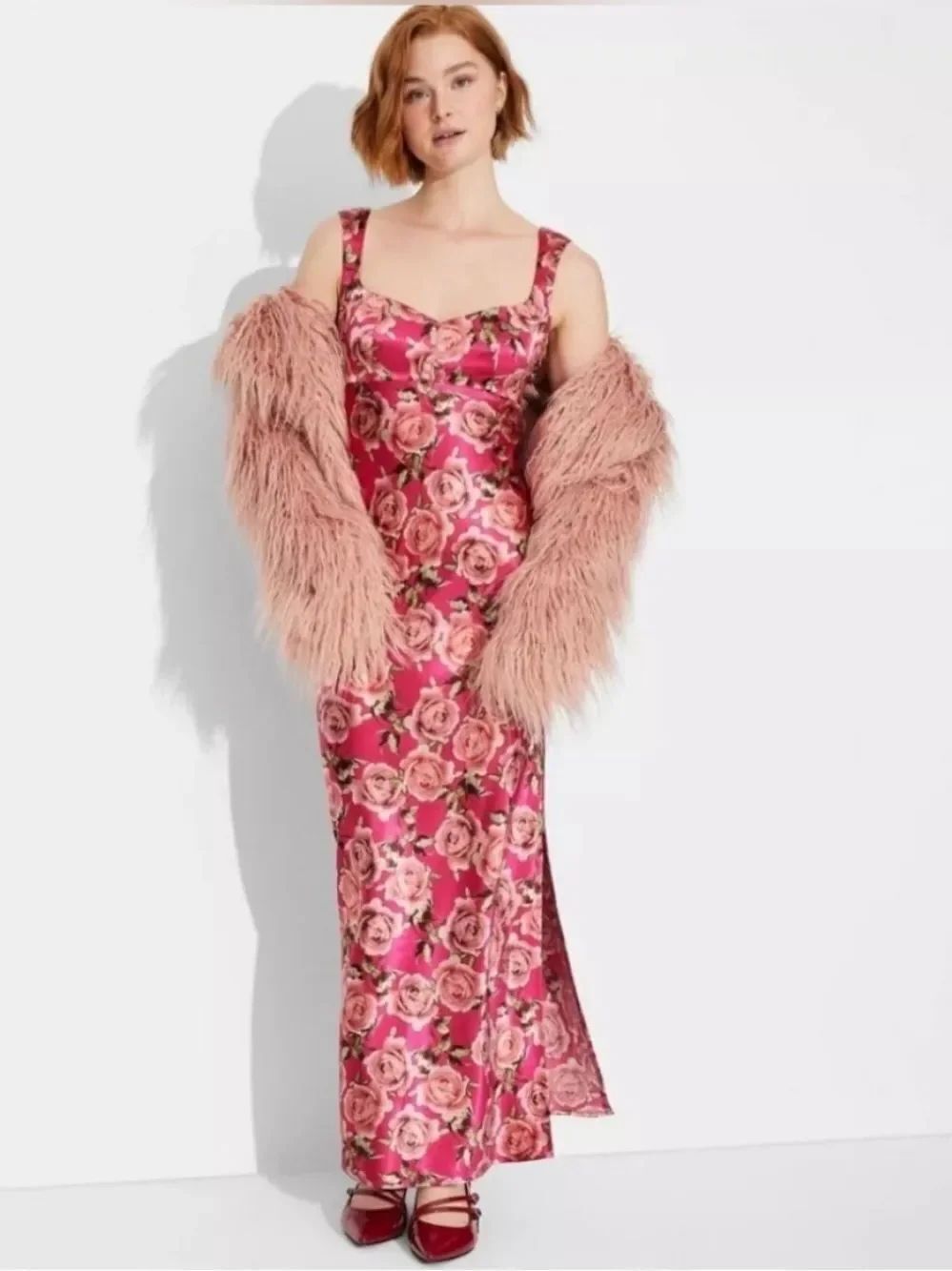 wild fable Pink Floral Roses Maxi Prom Dress Wedding Party Gown size xl